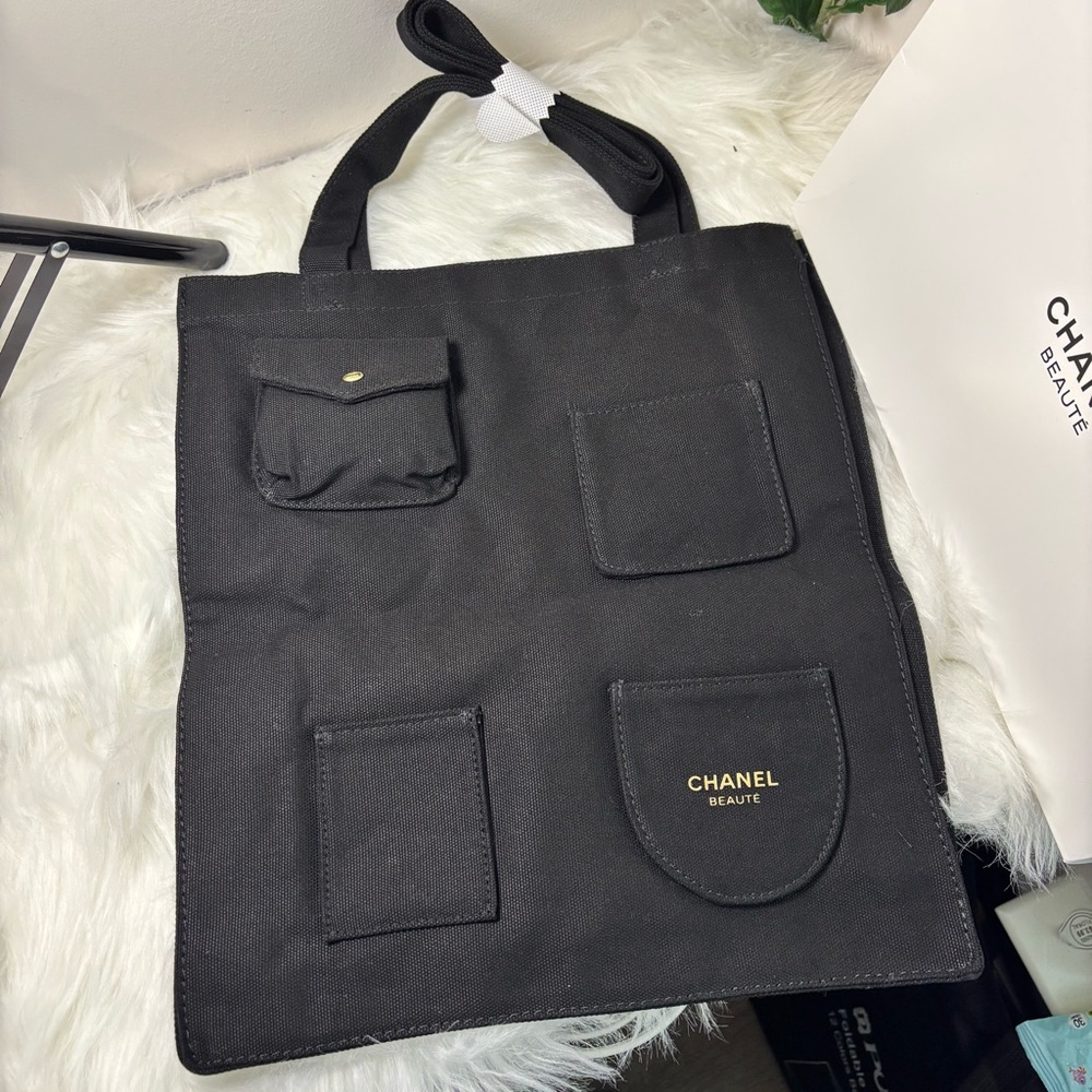 CHANEL Beauté canvas tote bag Black VIP Novelty “GWP” w/ Multiple Pockets NEW